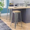 krzesło barowe wysokie kuchenne z metalu, blat drewniany steel up wood. Katalog