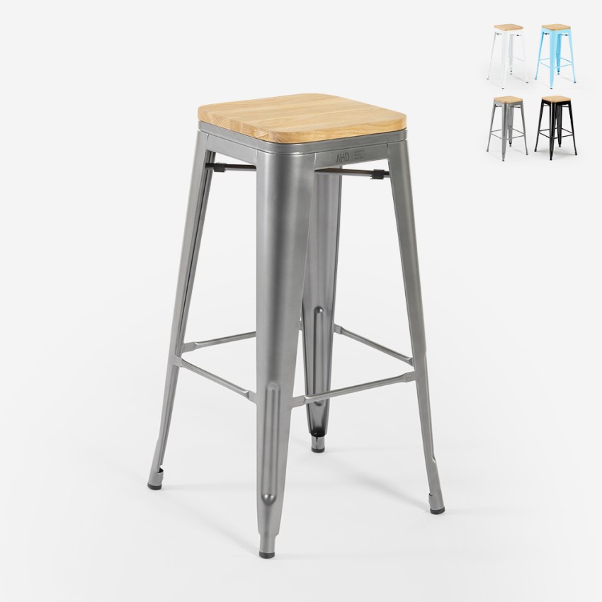 krzesło barowe wysokie kuchenne z metalu, blat drewniany steel up wood. Sprzedaż krzesło barowe wysokie kuchenne z metalu, blat drewniany steel up wood. Sprzedaż
