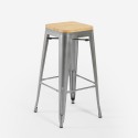 krzesło barowe wysokie kuchenne z metalu, blat drewniany steel up wood. Cechy