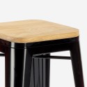 krzesło barowe wysokie kuchenne z metalu Lix, blat drewniany steel up wood. 