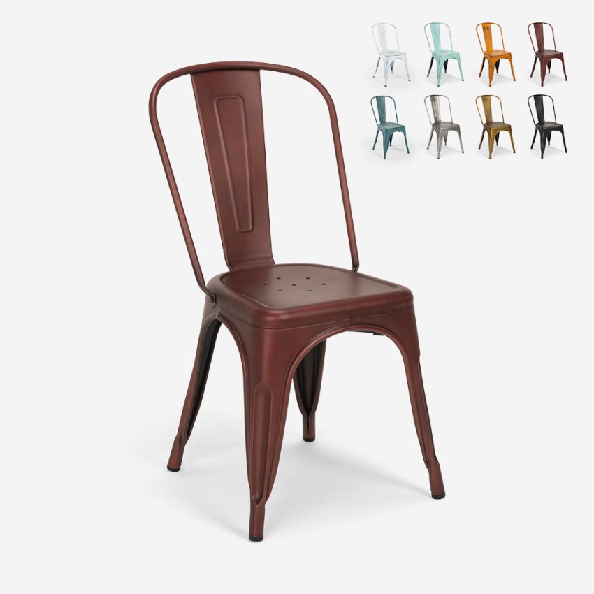 metalowe krzesło vintage styl industrialny shabby chic Lix steel old Oferta