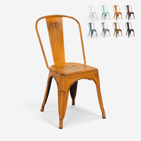 metalowe krzesło vintage styl industrialny shabby chic Lix steel old Promocja