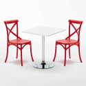 Biały kwadratowy stolik 70x70 cm z 2 kolorowymi krzesłami Vintage Cocktail Cechy