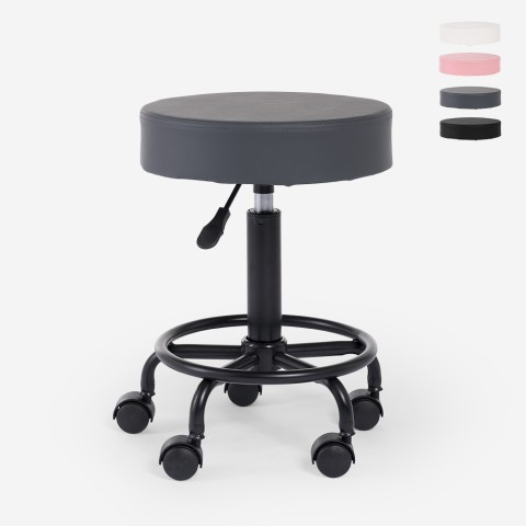 Ergonomiczny, regulowany, tapicerowany stołek obrotowy dla kosmetyczki Senzu Promocja