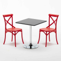 Czarny kwadratowy stolik 70x70 cm z 2 kolorowymi krzesłami Vintage Mojito Stan Magazynowy