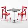 Czarny kwadratowy stolik 70x70 cm z 2 kolorowymi krzesłami Vintage Mojito Stan Magazynowy