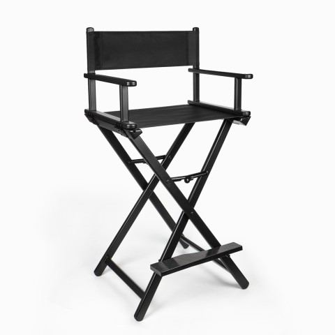 Krzesło do makijażu, stołek do profesjonalnego makijażu i filmowania, składany, kolor: czarny - Steven. Promocja