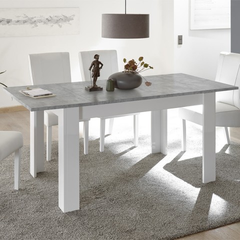 Rozsuwany stół Sly Basic 90x137-185cm biały połysk szary beton Promocja