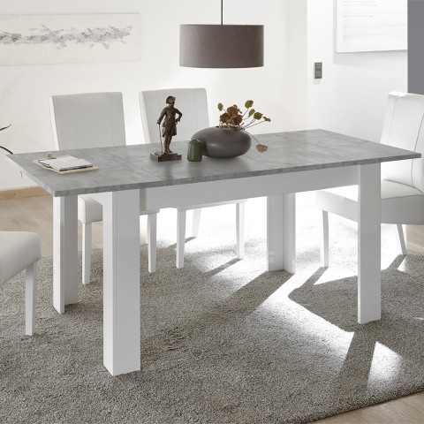 Stół rozkładany 90x137-185 cm biały na wysoki połysk szary beton Sly Basic Promocja