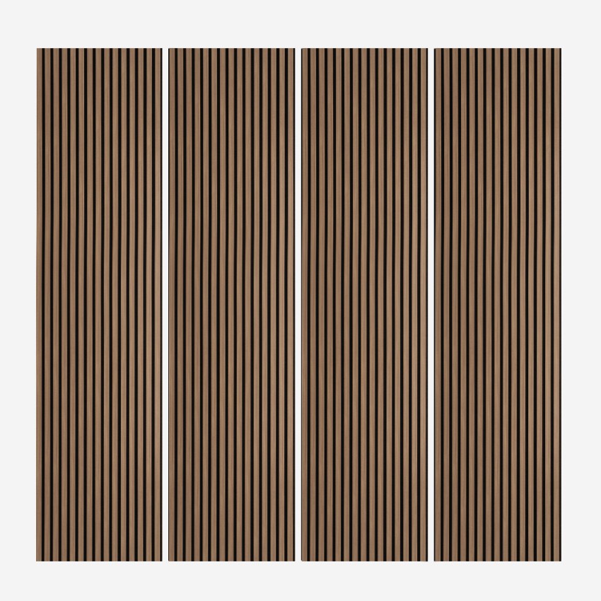 4 x dekoracyjna płyta dźwiękochłonna o wymiarach 240x60cm z ciemnego drewna orzechowego Kover-NS. Promocja 4 x dekoracyjna płyta dźwiękochłonna o wymiarach 240x60cm z ciemnego drewna orzechowego Kover-NS. Promocja