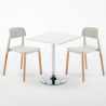 Biały kwadratowy stolik 70x70 cm z 2 kolorowymi krzesłami Barcellona Cocktail Model