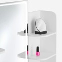 Toaletka do makijażu z lustrzanymi drzwiczkami, szufladą i krzesłem, biały Astrid z lampkami LED. Wybór