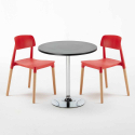 Czarny okrągły stolik 70x70 cm z 2 kolorowymi krzesłami Barcellona Cosmopolitan Cechy