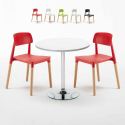 Biały okrągły stolik 70x70 cm z 2 kolorowymi krzesłami Barcellona Long Island Promocja