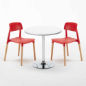 Biały okrągły stolik 70x70 cm z 2 kolorowymi krzesłami Barcellona Long Island Stan Magazynowy