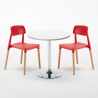 Biały okrągły stolik 70x70 cm z 2 kolorowymi krzesłami Barcellona Long Island Stan Magazynowy