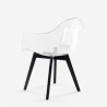 Krzesło fotelik nowoczesny przezroczysty poliwęglanowe nogi drewniane Arinor Stan Magazynowy