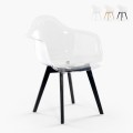 Krzesło fotelik nowoczesny przezroczysty poliwęglanowe nogi drewniane Arinor Promocja