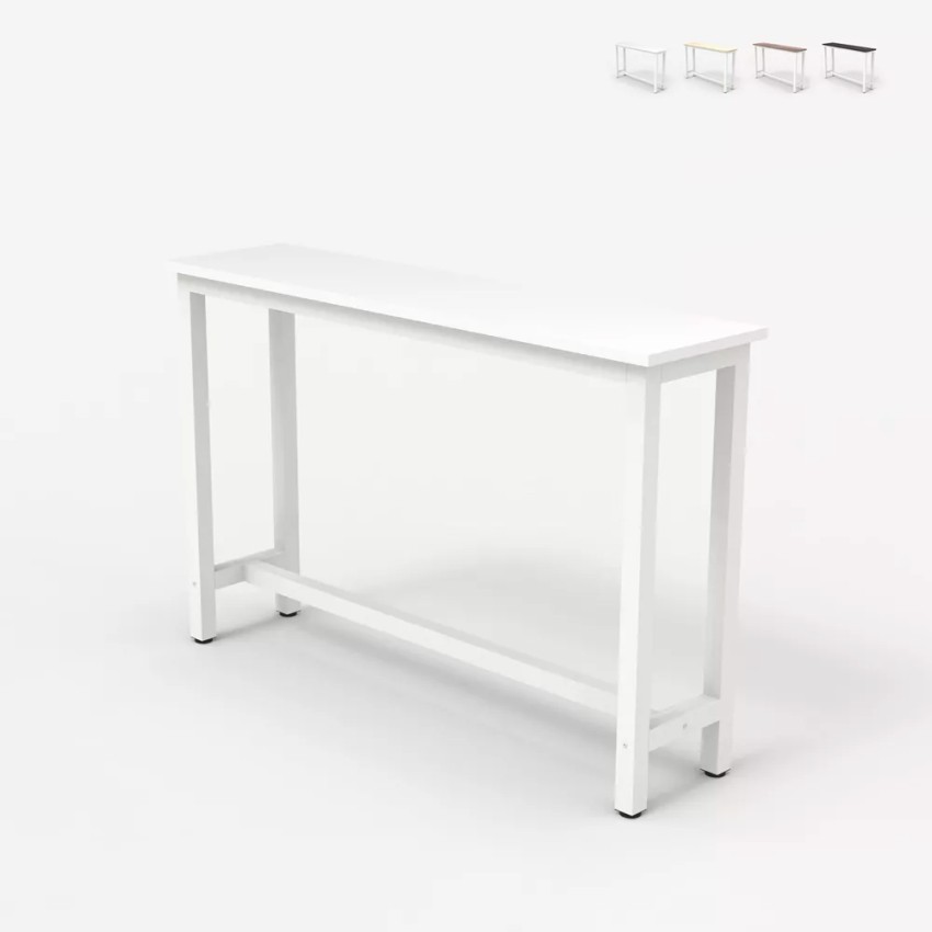 Biały metalowy stolik z drewnianym blatem 120x40 cm Welcome Light Koszt Biały metalowy stolik z drewnianym blatem 120x40 cm Welcome Light Koszt