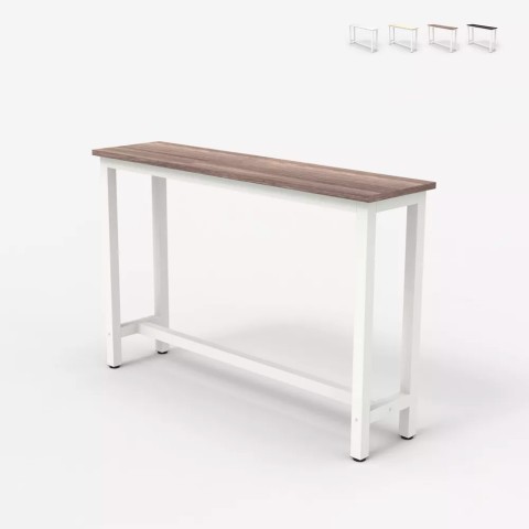 Biały metalowy stolik z drewnianym blatem 120x40 cm Welcome Light Promocja