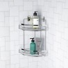 Regał prysznicowy narożny z dwupoziomową półką stalową do łazienki Compact Sprzedaż