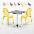Czarny kwadratowy stolik 70x70 cm z 2 kolorowymi krzesłami WEDDING Mojito Promocja