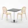 Czarny kwadratowy stolik 70x70 cm z 2 kolorowymi krzesłami WEDDING Mojito Cena