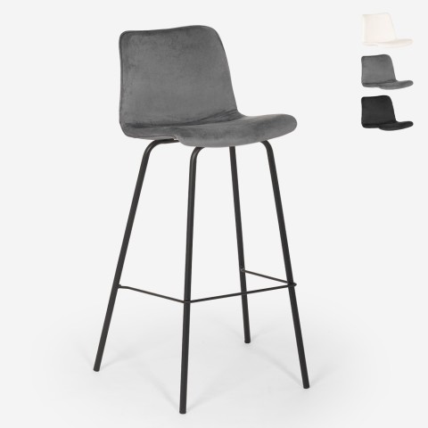 Wysokie krzesło kuchenne barowe z weluru nowoczesny design Dett Promocja