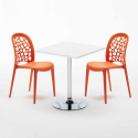 Biały kwadratowy stolik 70x70 cm z 2 kolorowymi krzesłami Wedding Cocktail Środki