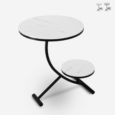 Elegancki stolik kawowy 2 półki z marmurowymi blachami 45x50cm Marpes L Promocja