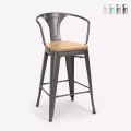 stołek kuchenny Lix w stylu industrialnym steel wood back light Promocja
