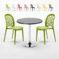Czarny okrągły stolik 70x70 cm z 2 kolorowymi krzesłami WEDDING Cosmopolitan Promocja
