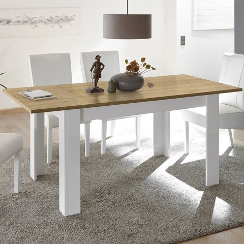 Stół rozkładany biały lakierowany dąb Bellevue 90x137-185cm Promocja