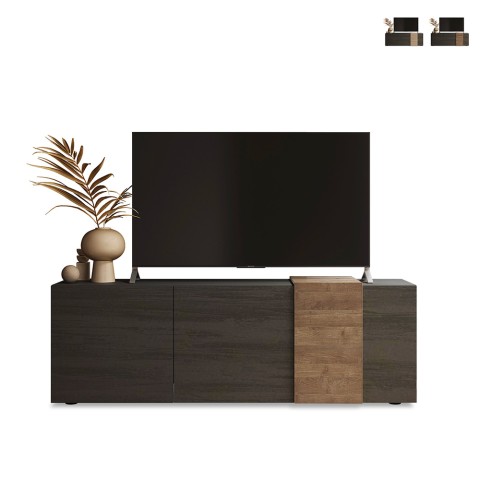 Mobilna szafka telewizyjna o nowoczesnym designie 3 drzwiczki szare drewno 181x44x59cm Suite Promocja