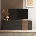 Mobilna szafka telewizyjna o nowoczesnym designie 3 drzwiczki szare drewno 181x44x59cm Suite Oferta