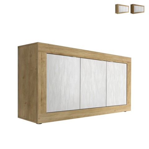 Szafka kuchenna na naczynia z drewna 160x42cm 3 drzwi biały Modis WB Basic Promocja