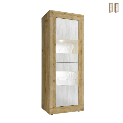 Witryna salonowa-dzienna drzwi drewniane, białe szkło 2 skrzydła Nina WB Basic Promocja