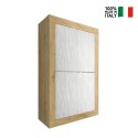Credenza 4-drzwiowa biała wysoka szafka kuchenna z drewna Novia WB Basic Rabaty