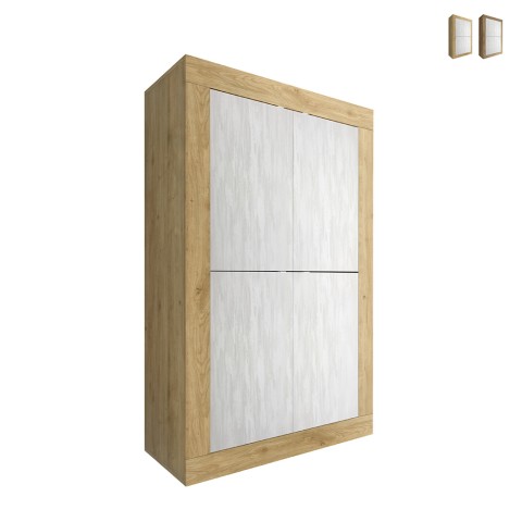 Credenza 4-drzwiowa biała wysoka szafka kuchenna z drewna Novia WB Basic Promocja