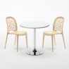 Biały okrągły stolik 70x70 cm z 2 kolorowymi krzesłami WEDDING Long Island Środki