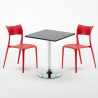 Czarny kwadratowy stolik 70x70 cm z 2 kolorowymi krzesłami Parisienne Mojito Cena