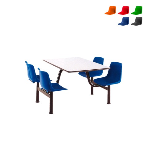 Stół monoblokowy 4 krzesła stołówka firmy biuro szkolne Four Promocja