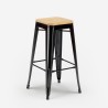 ustawienie wysokiego stołu z drewna 120x60cm i 4 czarnych stołków barowych Lix syracuse. Sprzedaż