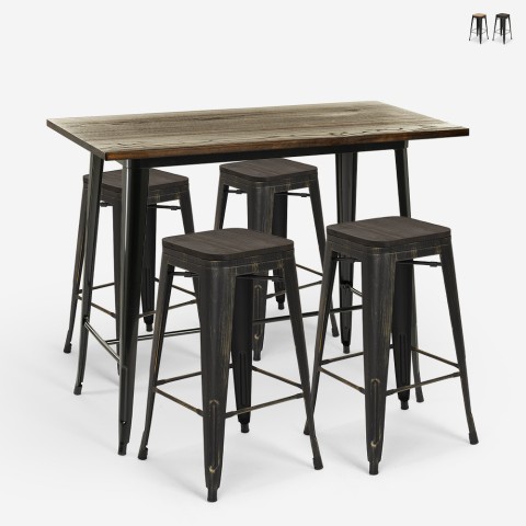 zestaw 4 stołków Lix wysoki stół barowy kuchnia przemysłowa 120x60 farley Promocja
