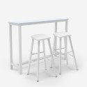 Zestaw 2 barowych stołków tapicerowanych h78 wysoki stół metalowy biały Drayton. Promocja