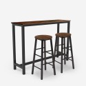 Zestaw 2 stołków barowych industrialnego z drewna i metalu, wysoki stół 140x40 Pinetown Promocja