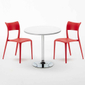 Biały okrągły stolik 70x70 cm z 2 kolorowymi krzesłami Parisienne Long Island Cena
