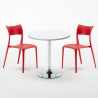 Biały okrągły stolik 70x70 cm z 2 kolorowymi krzesłami Parisienne Long Island Cena