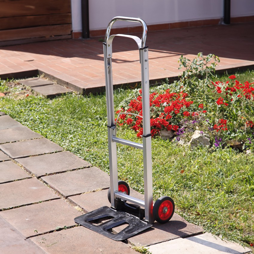 Składany wózek transportowy z aluminium 2 koła 90 kg Ercolino Promocja
