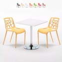 Biały kwadratowy stolik 70x70 cm z 2 kolorowymi krzesłami Gelateria Cocktail Stan Magazynowy